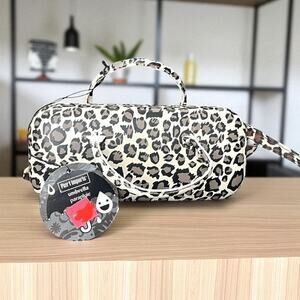 Pier 1 Leopard Compact Folding Umbrella Carry Case Packable Travel Car Retro